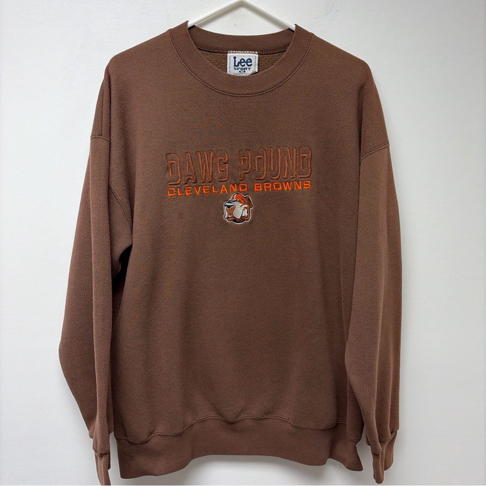 Vintage Cleveland Browns Crewneck Sweatshirt Brown Sz XL Dawg Pound Lee Sport